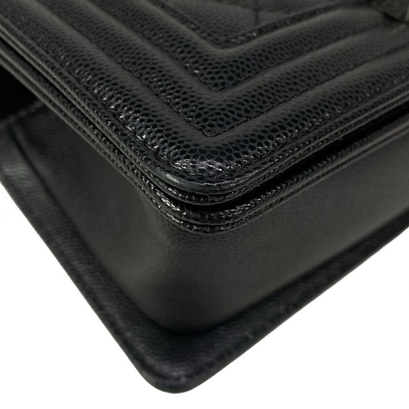 Chanel Shoulder Bag Boy Quilted Black Chain Vintage