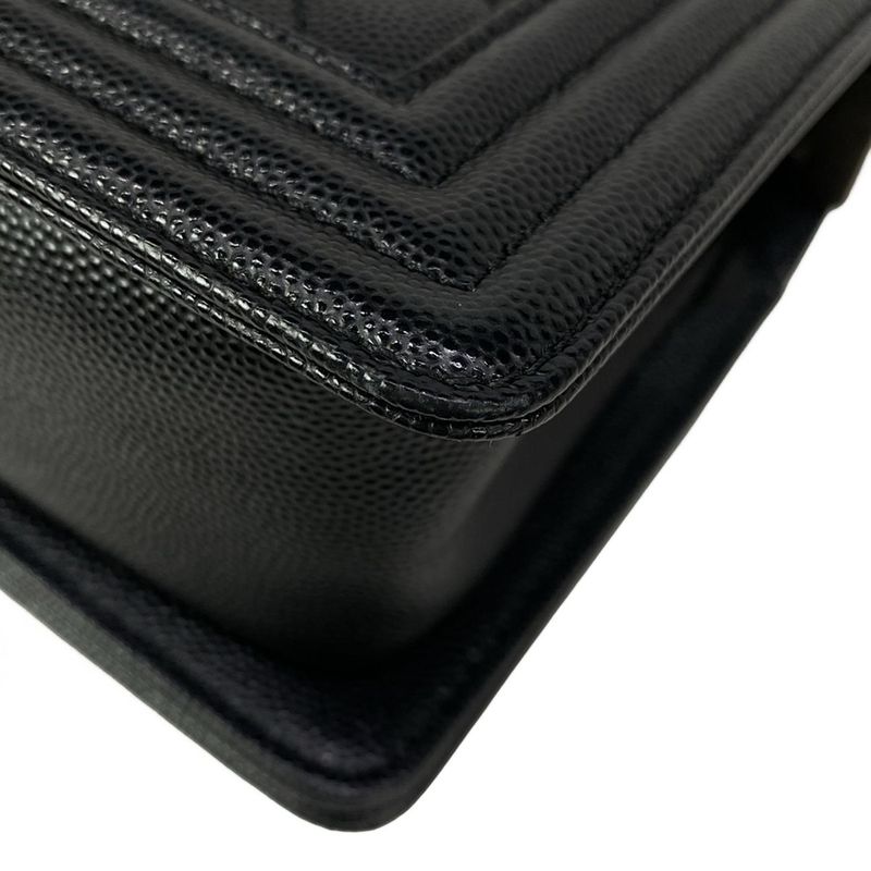 Chanel Shoulder Bag Boy Quilted Black Chain Vintage