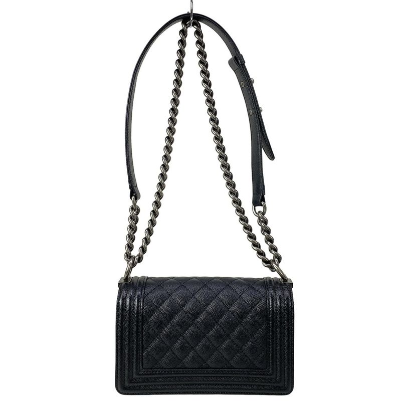 Chanel Shoulder Bag Boy Quilted Black Chain Vintage