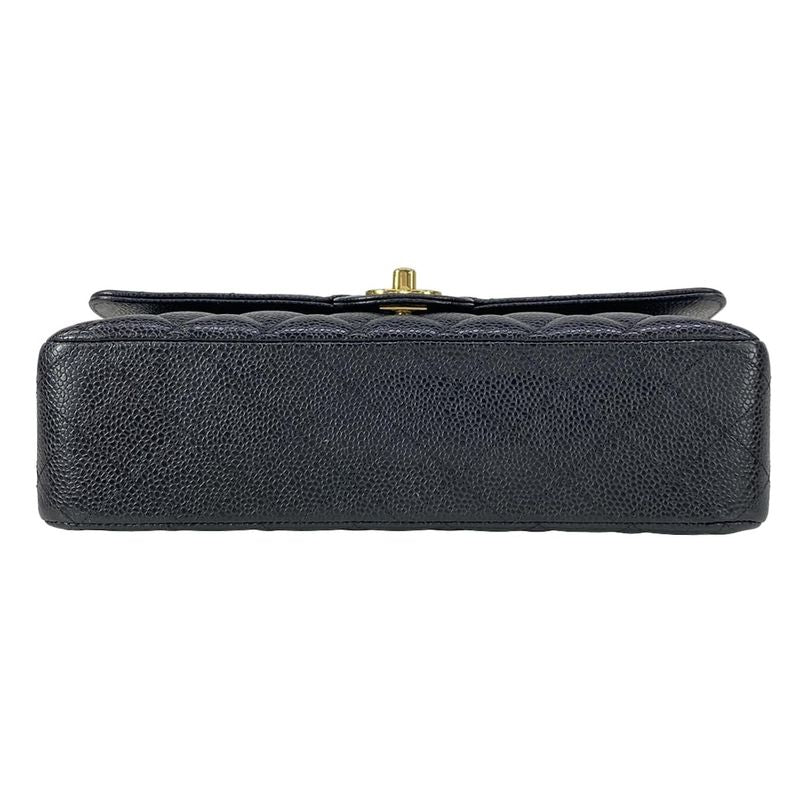 Chanel Shoulder Bag Double Flap Quilted Black Gold Chain