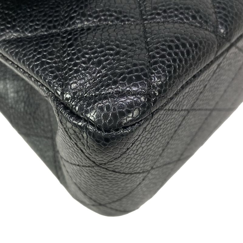 Chanel Shoulder Bag Double Flap Quilted Black Gold Chain