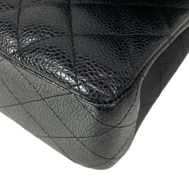 Chanel Shoulder Bag Double Flap Quilted Black Gold Chain