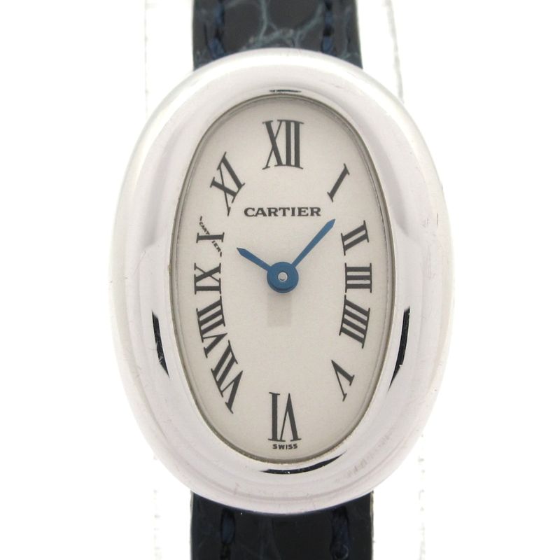 Cartier Watch Mini Vendome 18K White Gold Leather Strap Ivory