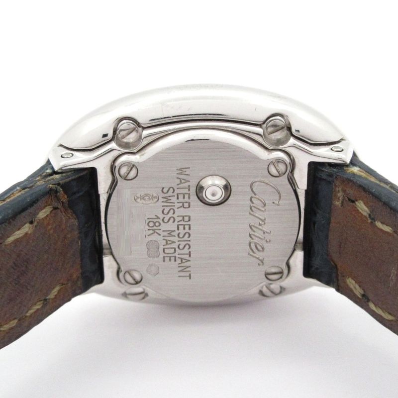 Cartier Watch Mini Vendome 18K White Gold Leather Strap Ivory
