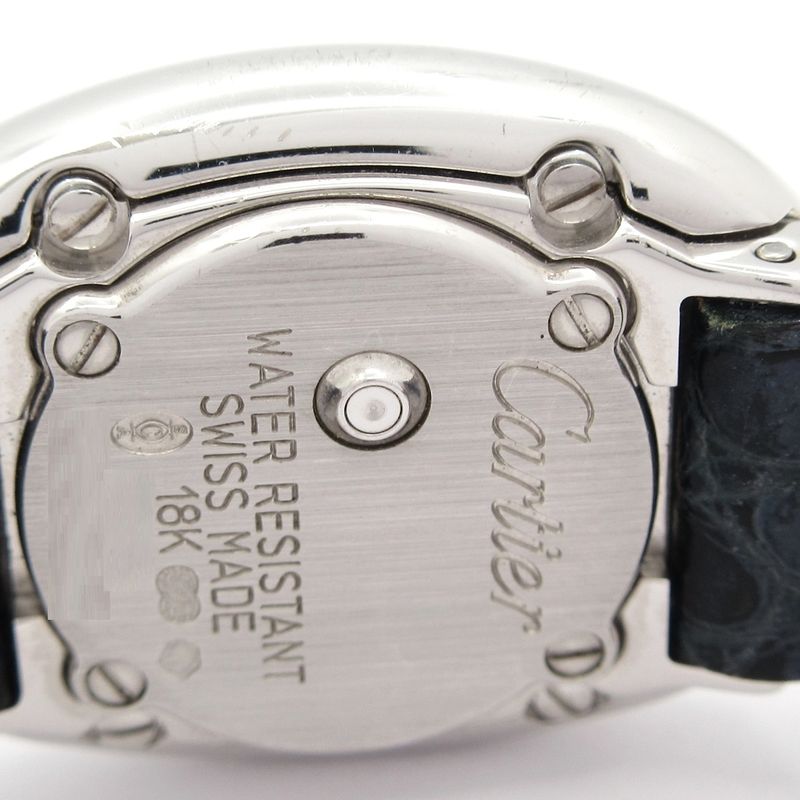 Cartier Watch Mini Vendome 18K White Gold Leather Strap Ivory