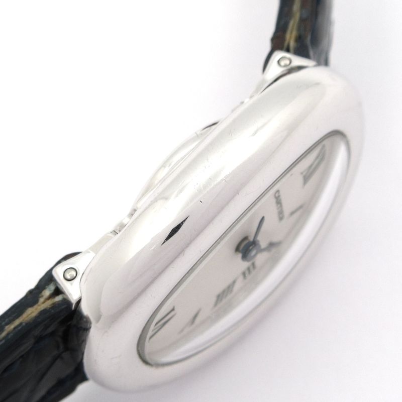 Cartier Watch Mini Vendome 18K White Gold Leather Strap Ivory