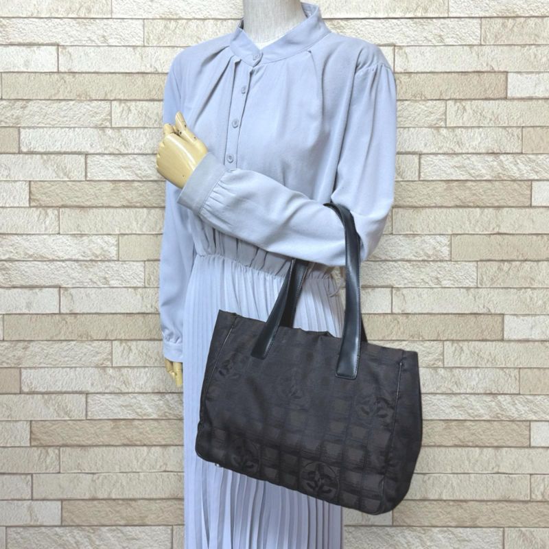 Chanel Tote PM New Travel Nylon Jacquard Brown Pm