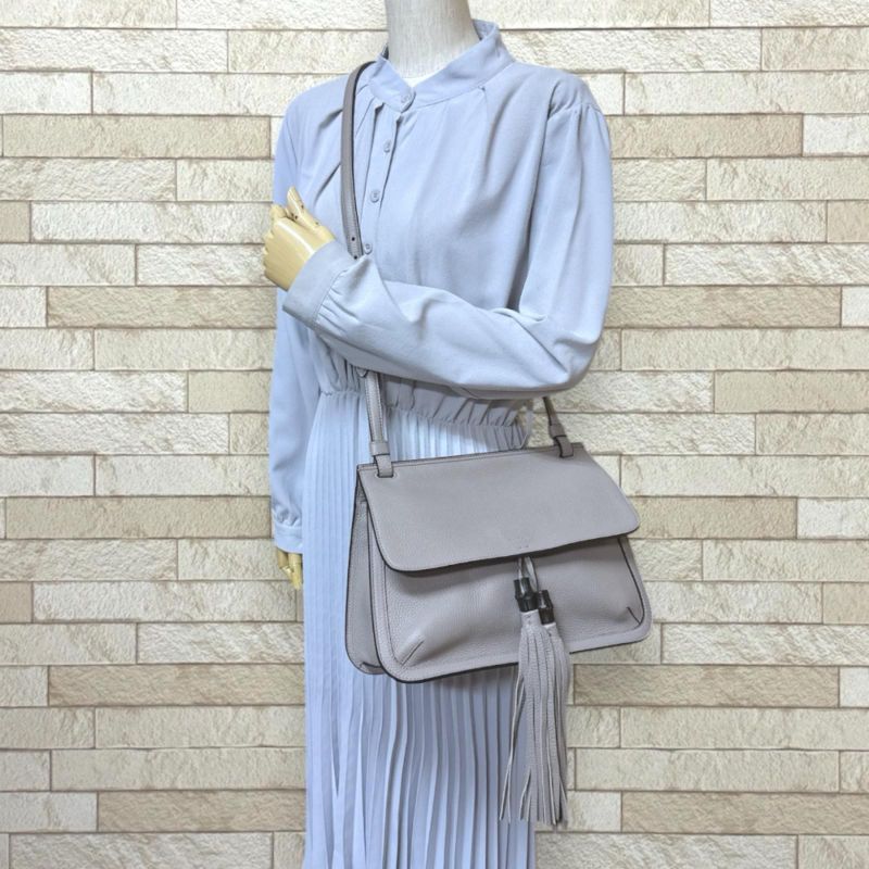 Gucci Daily Bamboo Shoulder Bag Leather Gray