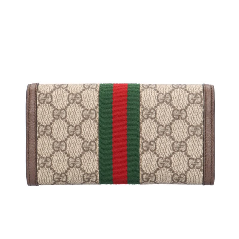 Gucci Ophidia Wallet GG Supreme Canvas Beige Ebony