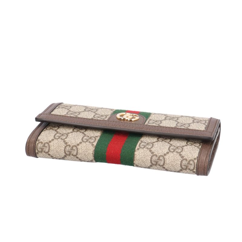 Gucci Ophidia Wallet GG Supreme Canvas Beige Ebony