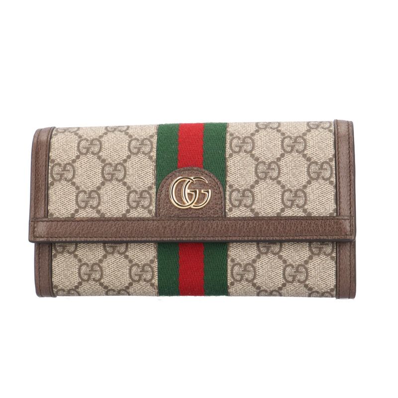 Gucci Ophidia Wallet GG Supreme Canvas Beige Ebony
