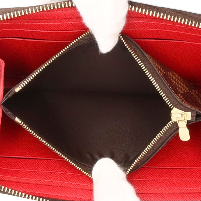 Louis Vuitton Portefeuille Clemence Damier Wallet Canvas Brown Cerise