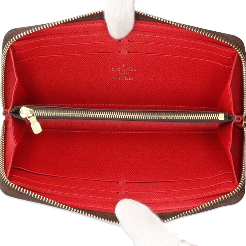 Louis Vuitton Portefeuille Clemence Damier Wallet Canvas Brown Cerise