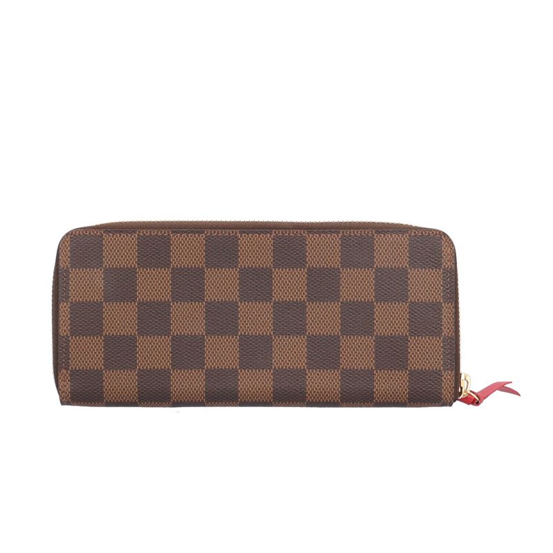 Louis Vuitton Portefeuille Clemence Damier Wallet Canvas Brown Cerise