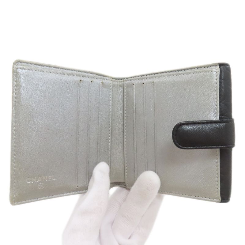 Chanel Camellia Embossed Silver Bifold Wallet