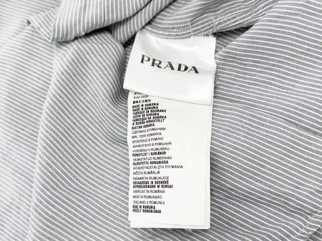 Prada Silk Striped Shirt 40 Light Blue
