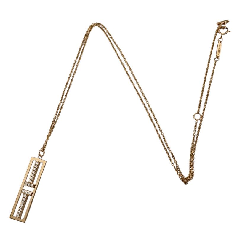 Tiffany & Co T-open Vertical Necklace 18K Pink Gold Diamond