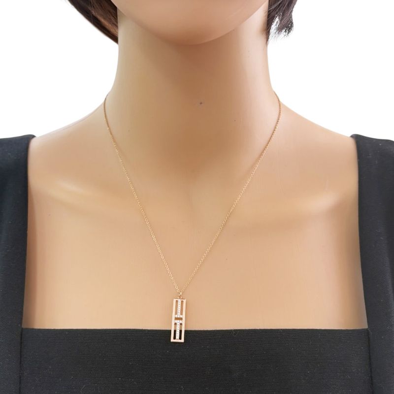 Tiffany & Co T-open Vertical Necklace 18K Pink Gold Diamond