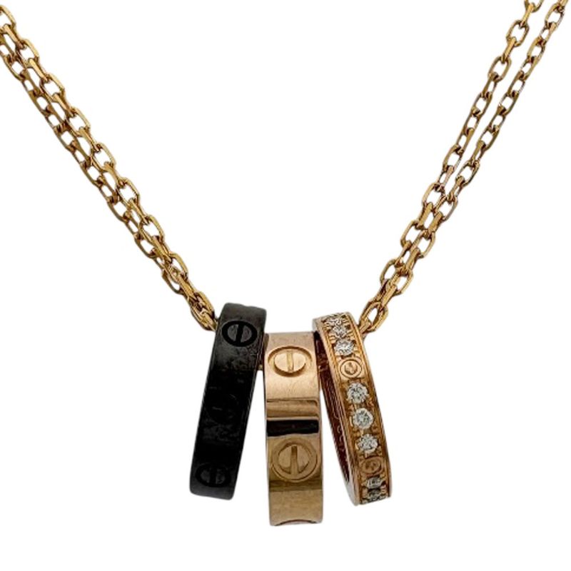 Cartier Love Sleeve Hoop Necklace 18K Pink Gold Diamond