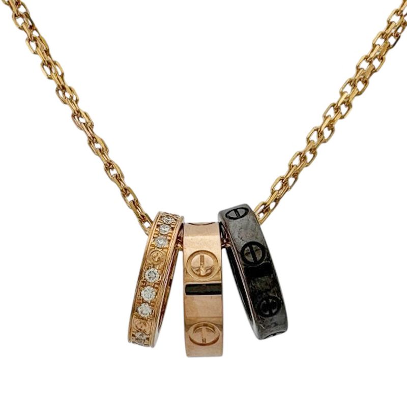 Cartier Love Sleeve Hoop Necklace 18K Pink Gold Diamond