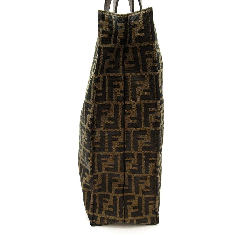 Fendi Zucca Tote Canvas Leather Brown
