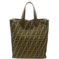 Fendi Zucca Tote Canvas Leather Brown
