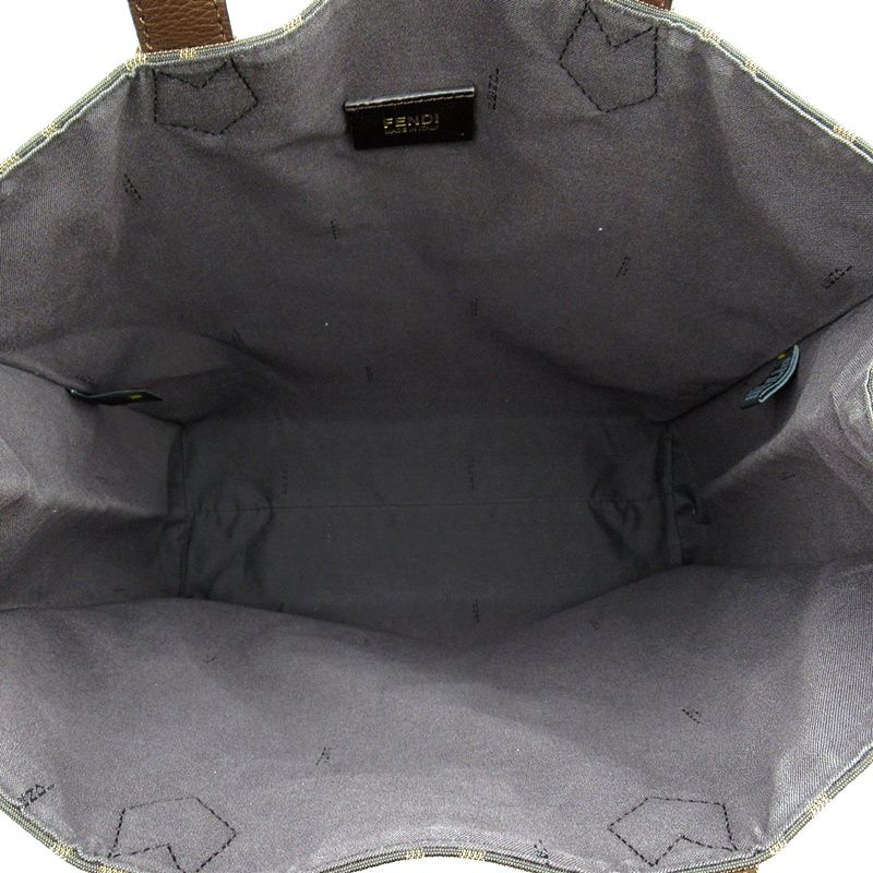 Fendi Zucca Tote Canvas Leather Brown