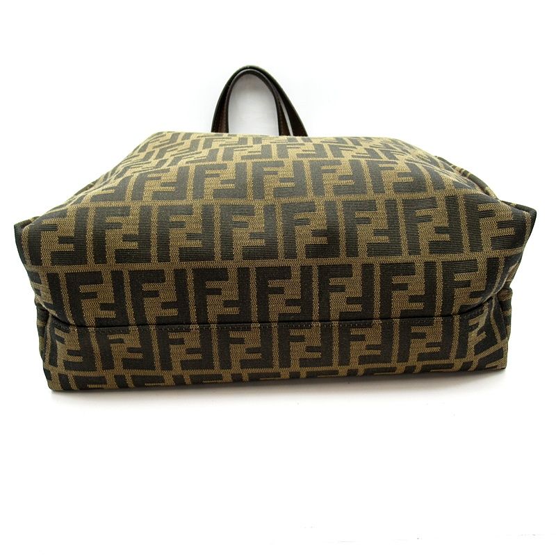Fendi Zucca Tote Canvas Leather Brown