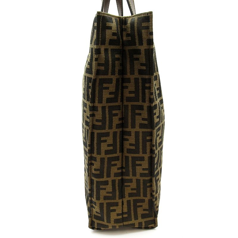 Fendi Zucca Tote Canvas Leather Brown