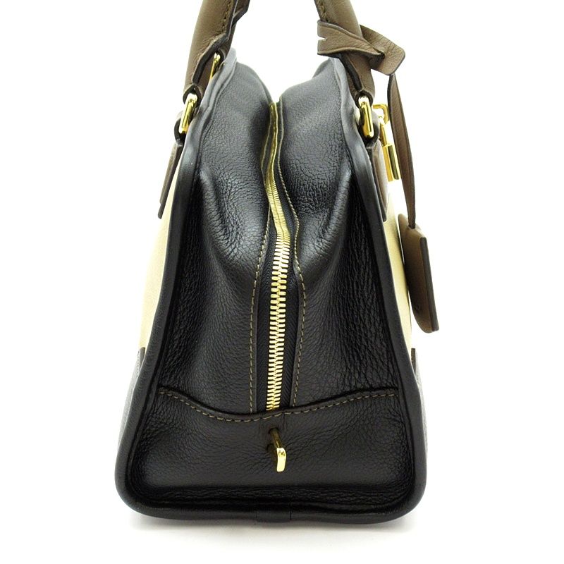Loewe Amazona 28 Leather Handbag Beige Brown Black