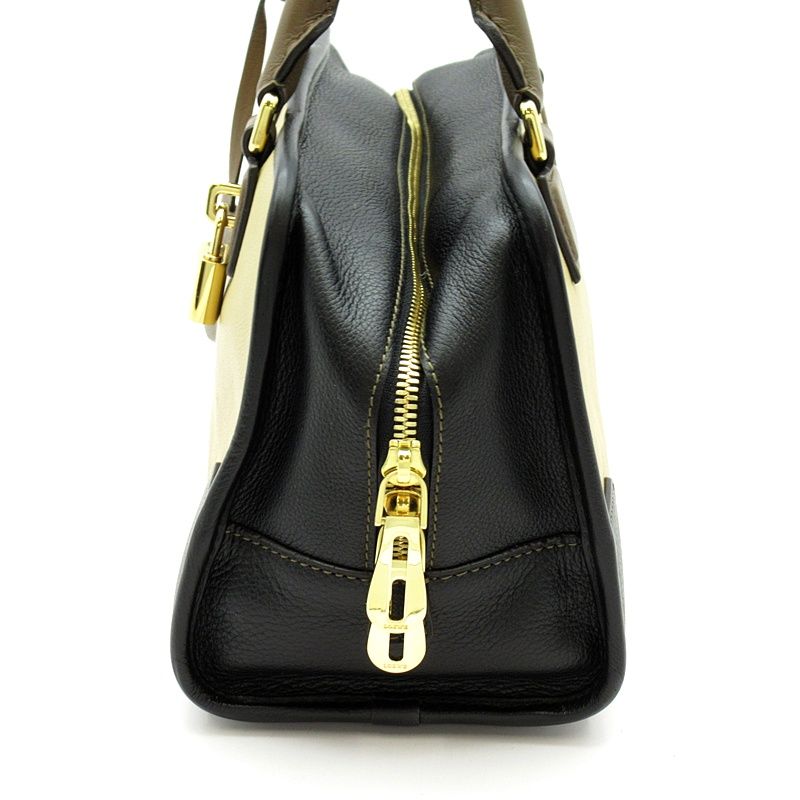 Loewe Amazona 28 Leather Handbag Beige Brown Black