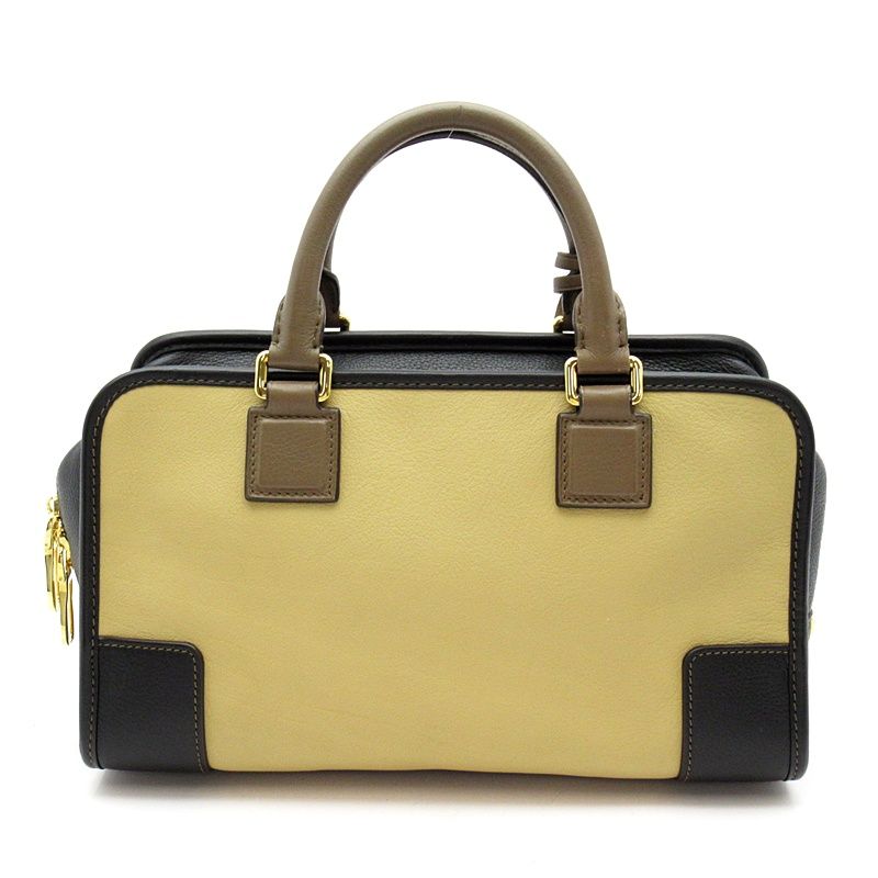 Loewe Amazona 28 Leather Handbag Beige Brown Black
