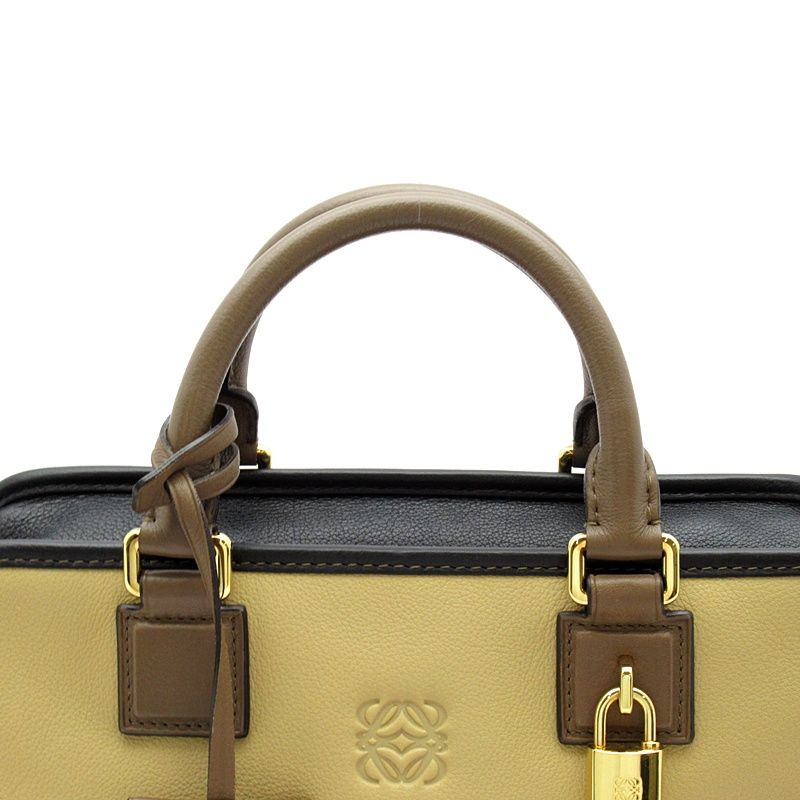 Loewe Amazona 28 Leather Handbag Beige Brown Black