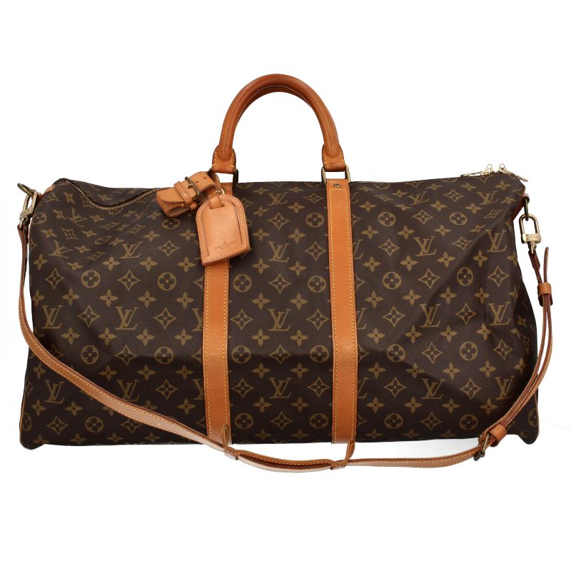 Louis Vuitton Keepall Bandouliere 55 Monogram Boston Bag Brown
