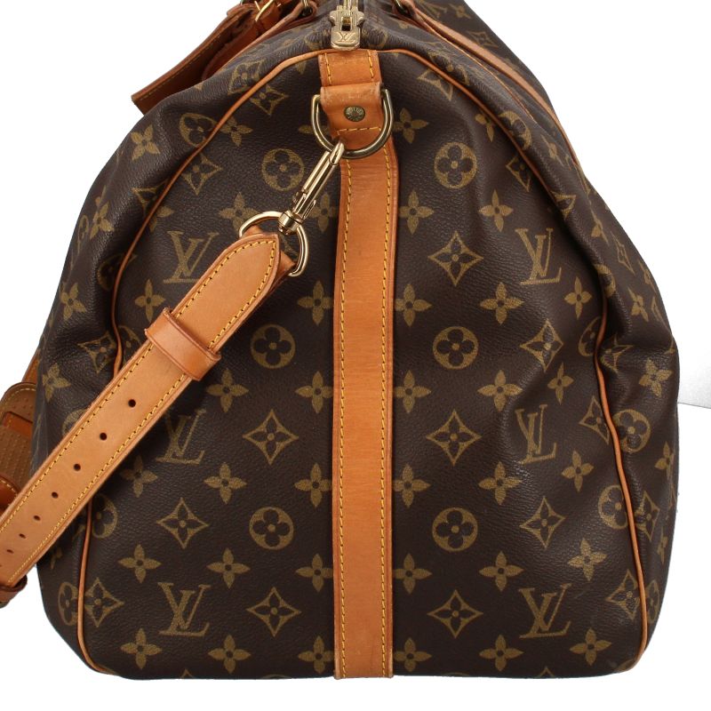Louis Vuitton Keepall Bandouliere 55 Monogram Boston Bag Brown