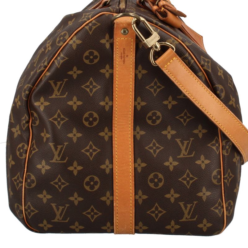 Louis Vuitton Keepall Bandouliere 55 Monogram Boston Bag Brown
