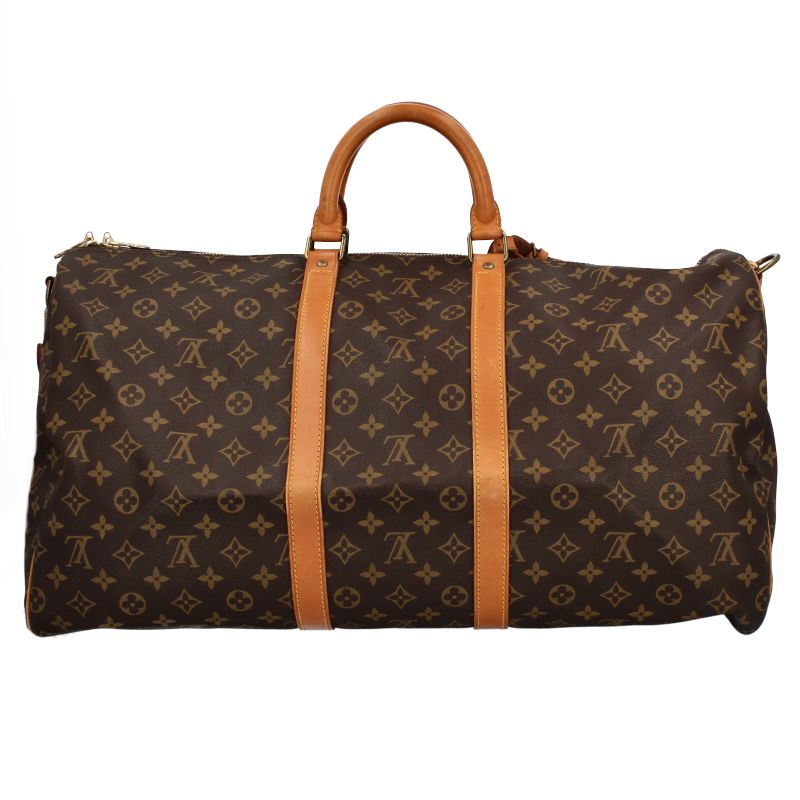 Louis Vuitton Keepall Bandouliere 55 Monogram Boston Bag Brown
