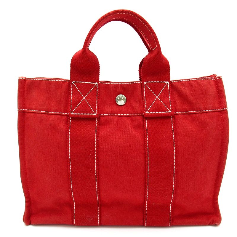 Hermes Deauville PM Canvas Tote Red