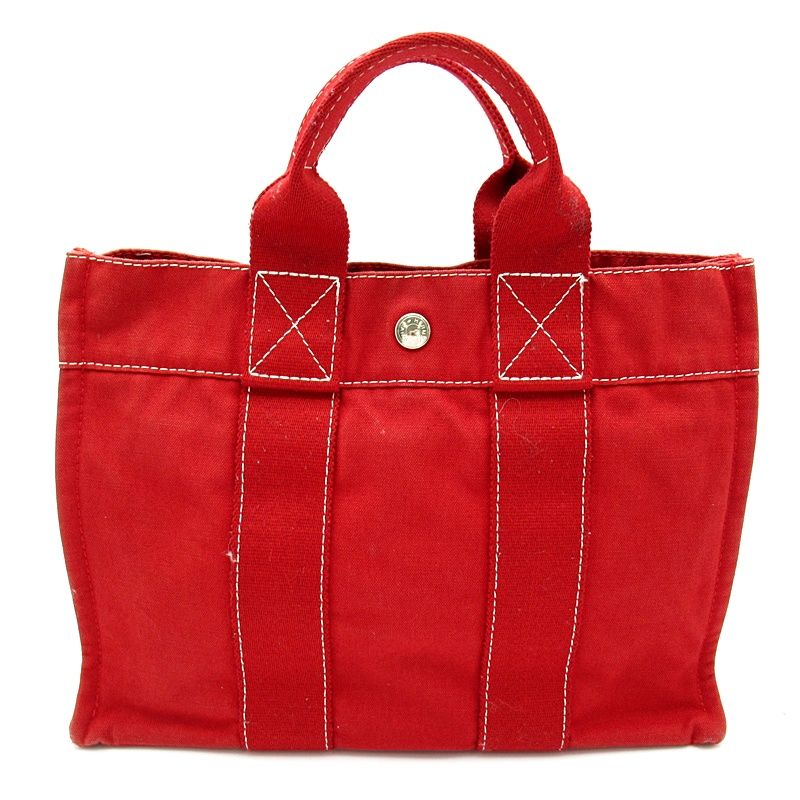 Hermes Deauville PM Canvas Tote Red