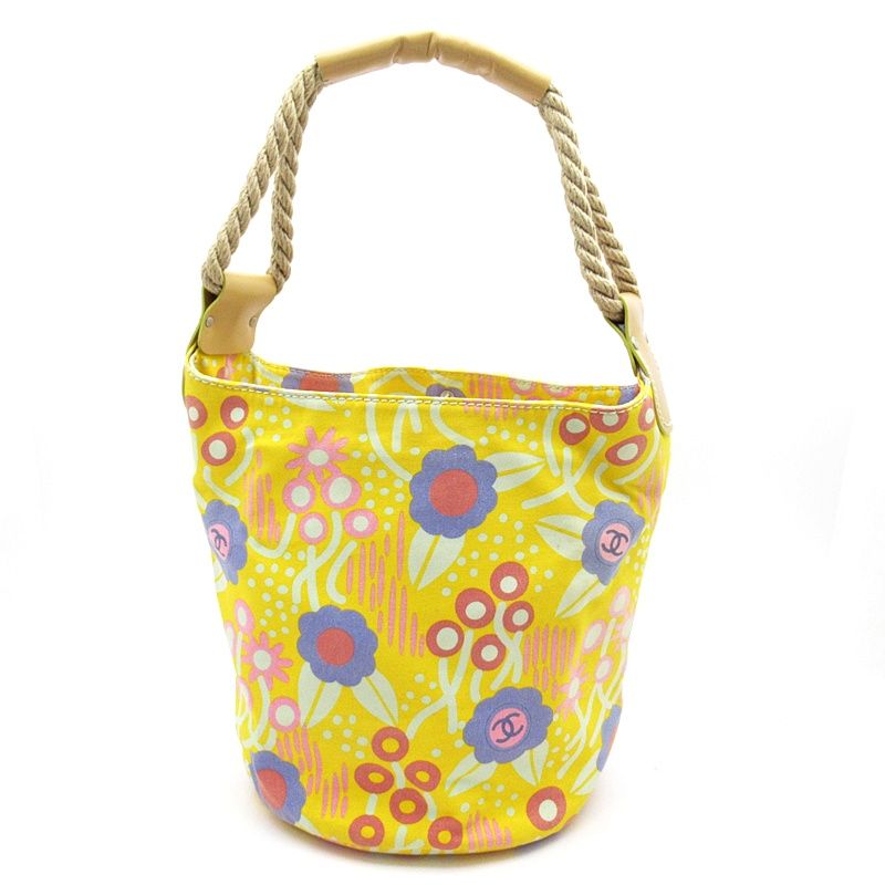 Chanel High Summer Shoulder Bag Canvas Yellow