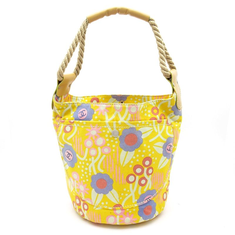 Chanel High Summer Shoulder Bag Canvas Yellow