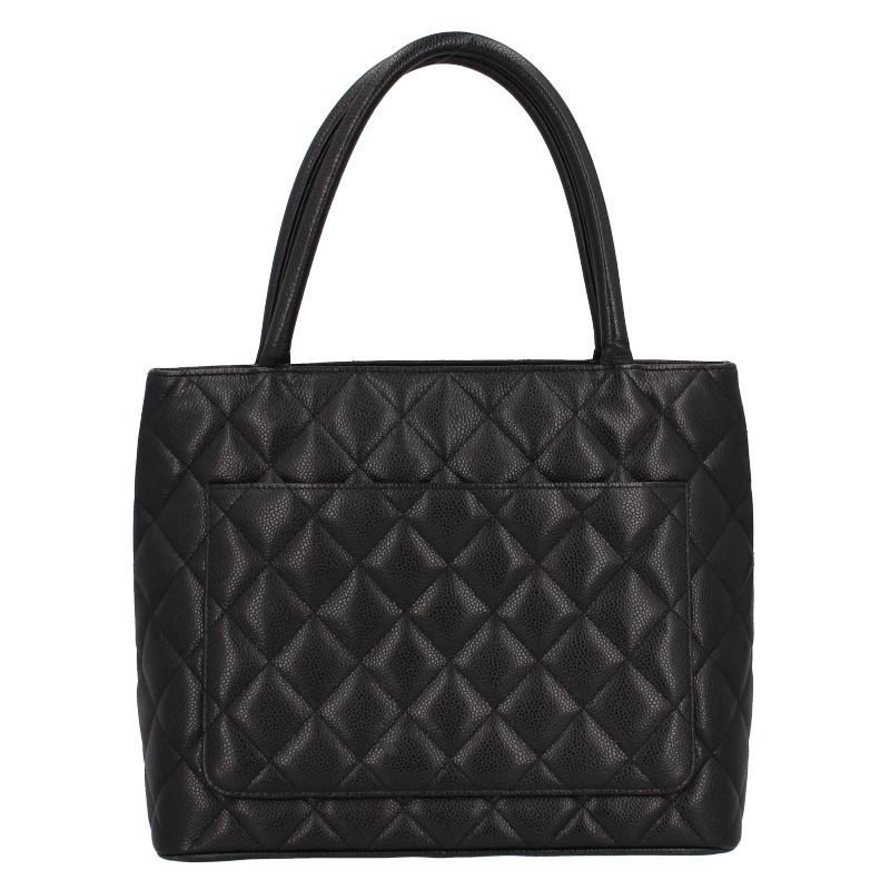Chanel Medallion Tote Caviar Leather Handbag Black