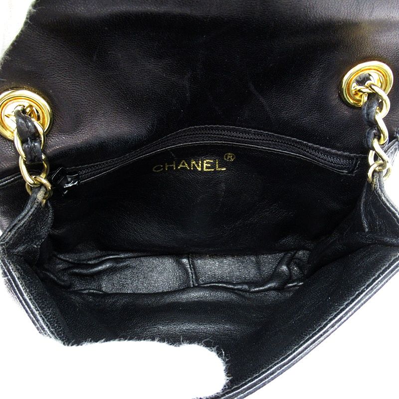 Chanel Mini Chain Shoulder Bag Lambskin Black