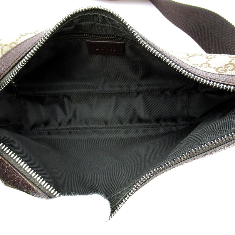 Gucci Shoulder Bag GG Canvas Leather Brown