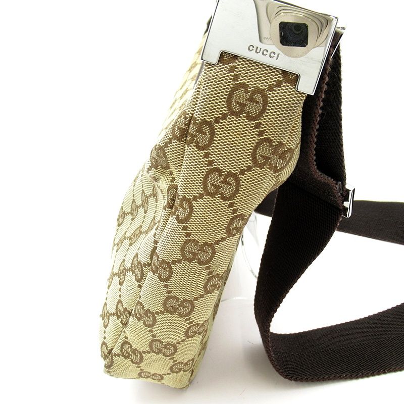 Gucci Shoulder Bag GG Canvas Leather Brown
