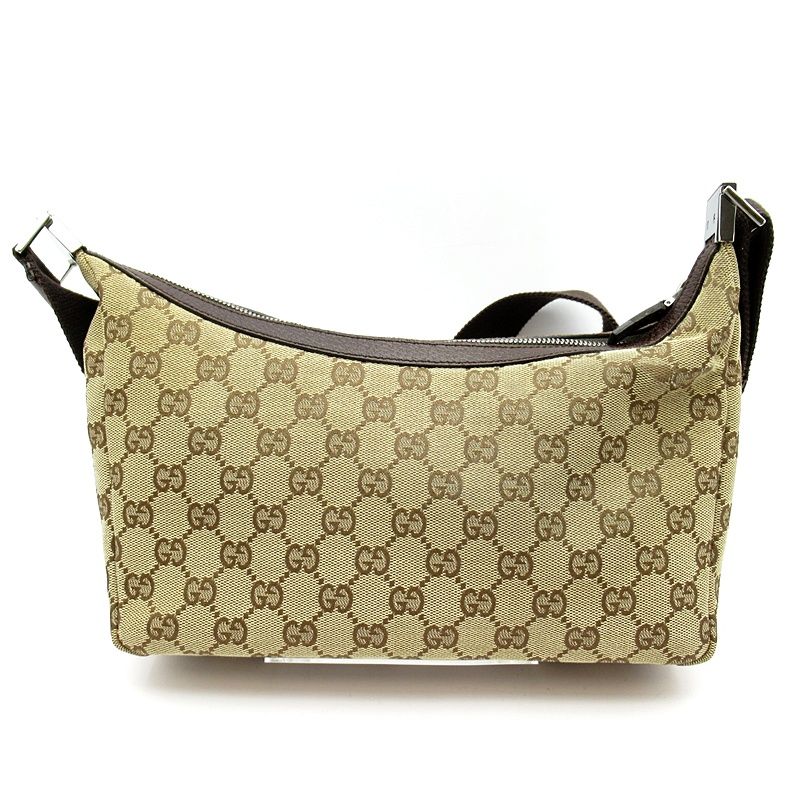 Gucci Shoulder Bag GG Canvas Leather Brown