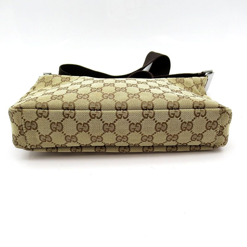 Gucci Shoulder Bag GG Canvas Leather Brown