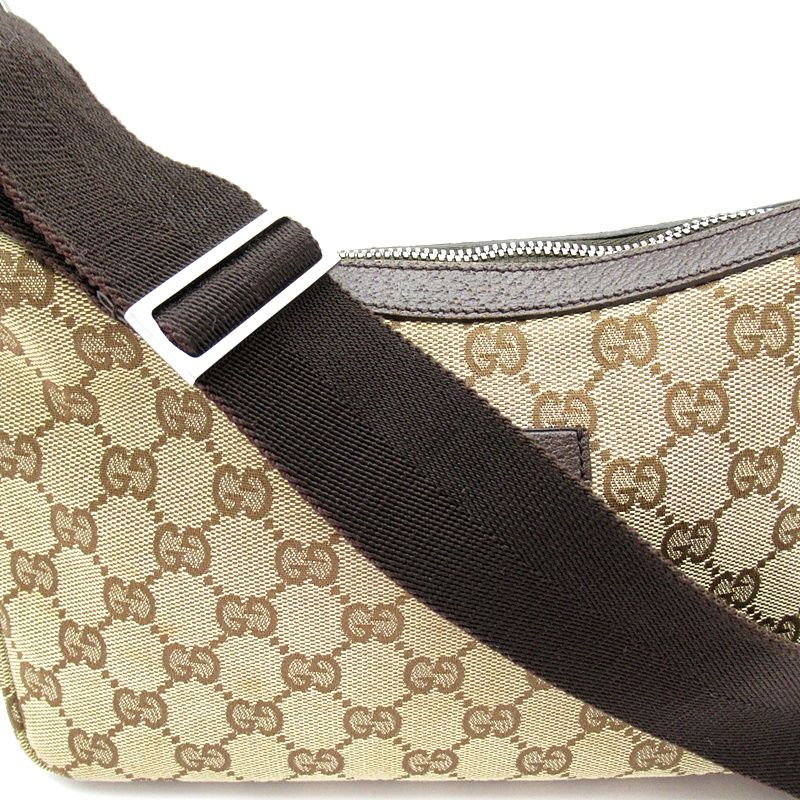 Gucci Shoulder Bag GG Canvas Leather Brown