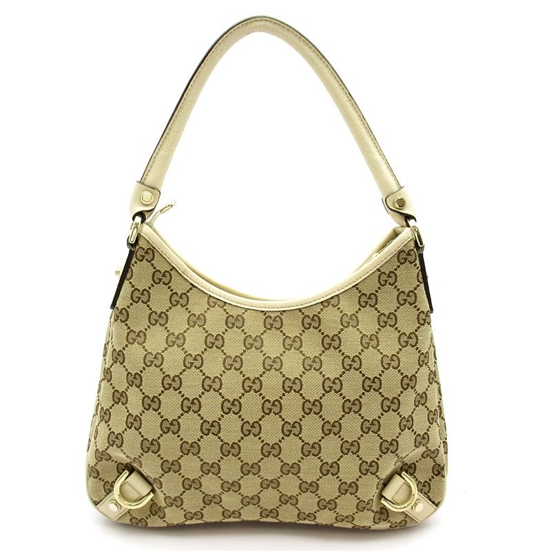 Gucci Abbey Shoulder Bag GG Canvas Beige White