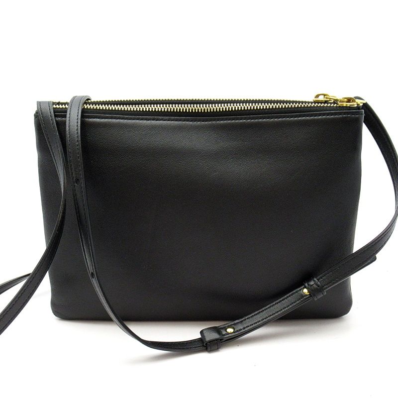 Celine Trio Large Shoulder Bag Leather Black
